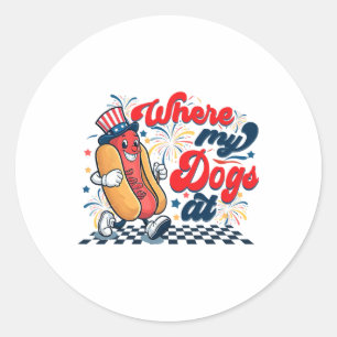 4 juli, waar mijn honden op Onafhankelijkheidsdag Ronde Sticker