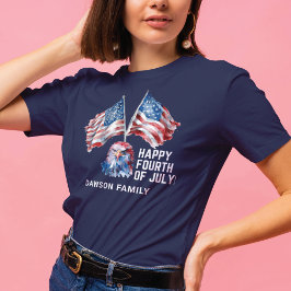 4 juli Waterverf Gepersonaliseerde familienaam T-shirt