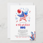 4 juli waterverf uitnodiging vieren (Voorkant)