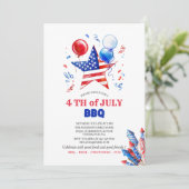 4 juli waterverf uitnodiging vieren (Staand voorkant)