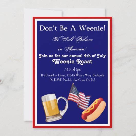 4 juli Weenie Roast Invitations Kaart (Voorkant)
