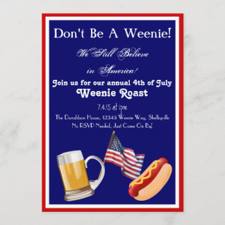 4 juli Weenie Roast Invitations Kaart