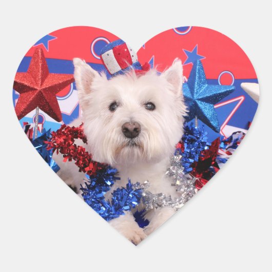 4 juli - Westie - Polo Hart Sticker (Voorkant)