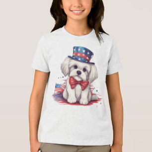 4 juli Witte Schattigee Puppy Dog-43568 Tri-Blend Shirt