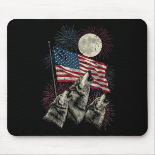 4 juli Wolven Maan Meme Grappig Usa Vlag Mannen Wo Muismat