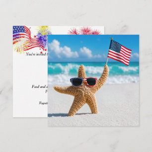 4 juli Zeester die de Amerikaanse vlag zwaait Kaart