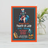4 juli zombie oom Sam uitnodiging (Staand voorkant)
