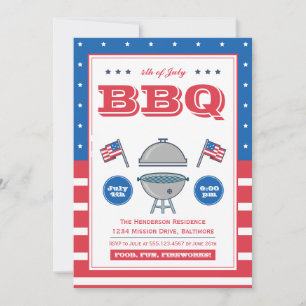 4 juli Zomer Grill Patriottische Vlag BBQ Party Kaart