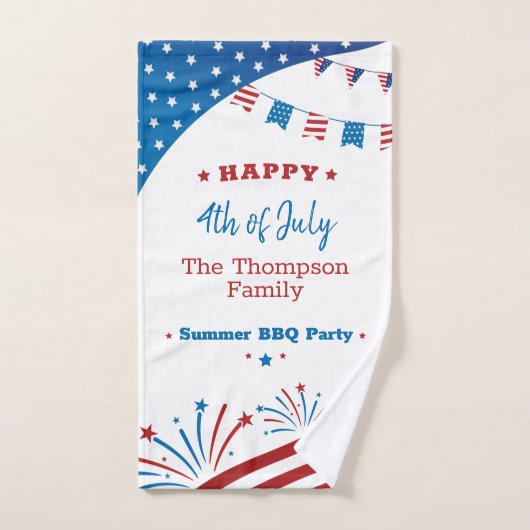 4 juli Zomerfeest Rood Wit Blauw Patriottisch Handdoek (Handdoek)