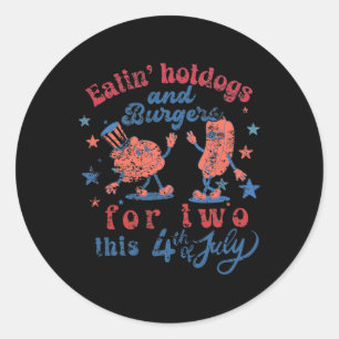 4 Juli Zwangerschap Eten Hotdogs en Burger Fo Ronde Sticker