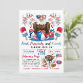 4 juli Zwembadfeest BBQ Vierde Juli Uitnodiging (Staand voorkant)