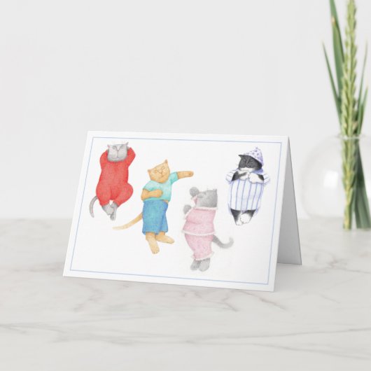 4 KATTEN IN HET WENSKAART VAN PYJAMA KAART (Achterkant)