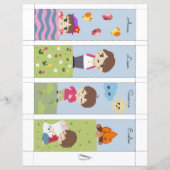 4 Kawaii Camping Friends Editable Bladwijzer (Voorkant)