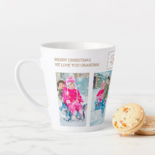 4 Kerst Foto Collage Dashing Sneeuw Grootouder Latte Mok