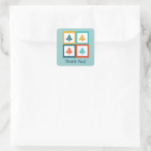 4 kerstbomen Retro Design Hartelijk dank Vierkante Sticker (Tas)
