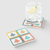 4 kerstbomen Retrodesign Stenen Onderzetter (Zijkant)