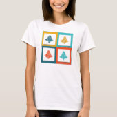 4 kerstbomen Retrodesign T-shirt (Voorkant)