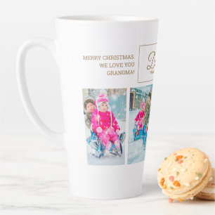 4 kerstfoto's door de sneeuw rijdend Grootouder Latte Mok