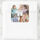 4 Kinder Vaderdag voor fotocollage Vierkante Sticker (Tas)