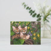 4 Kittens Crocus Briefkaart (Staand voorkant)