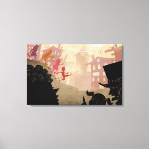 4 kleine monsters - door de stad lopen canvas afdruk