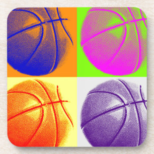 4 Kleuren Pop Art Basketbal Bier Onderzetter