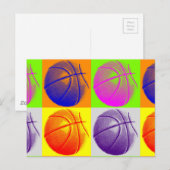 4 Kleuren Pop Art Basketbal Briefkaart (Voorkant / Achterkant)