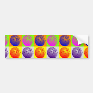 4 Kleuren Pop Art Basketbal Bumpersticker