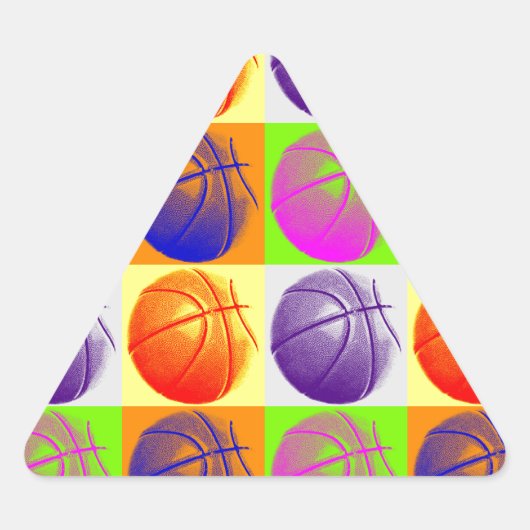 4 Kleuren Pop Art Basketbal Driehoek Sticker (Voorkant)