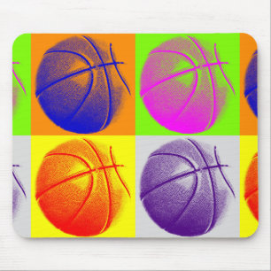 4 Kleuren Pop Art Basketbal Muismat