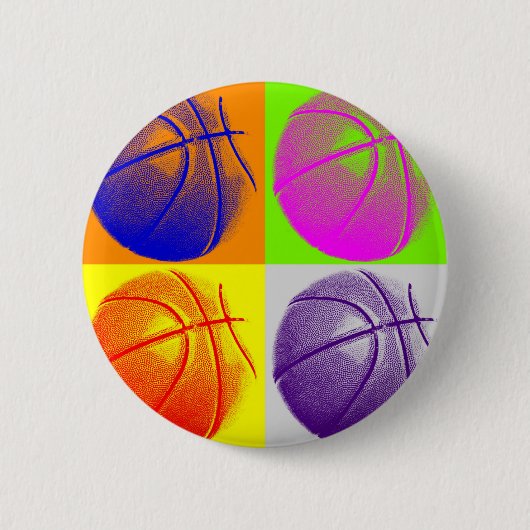 4 Kleuren Pop Art Basketbal Ronde Button 5,7 Cm (Voorkant)