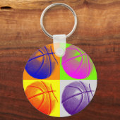 4 Kleuren Pop Art Basketbal Sleutelhanger (Voorkant)