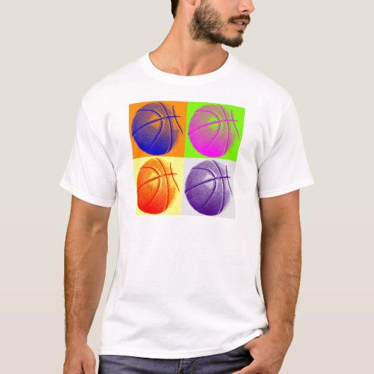 4 Kleuren Pop Art Basketbal T-shirt (Voorkant)