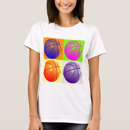 4 Kleuren Pop Art Basketbal T-shirt (Voorkant)