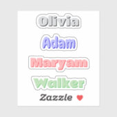 4 kleurrijke retro Kinderen | Aangepaste naam Stic Sticker (Vel)