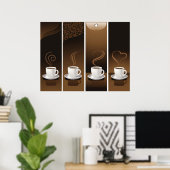 4 Koffiebekers in vector Poster (Thuiskantoor)