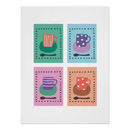 4 kopjes met rand perfect poster