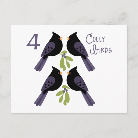 4 koude vogels briefkaart (Voorkant)