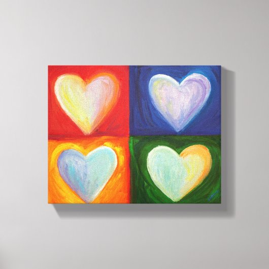 4 Kunstschilderen met liefdesharten schilderen Canvas Afdruk (Voorkant)