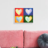 4 Kunstschilderen met liefdesharten schilderen Canvas Afdruk (Insitu (Woonkamer))