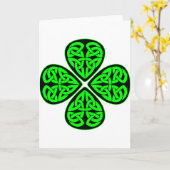4 Leaf Celtic Shamrock Kaart (Gele Bloem)