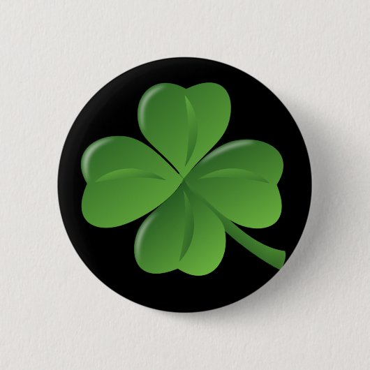 4 Leaf Clover Black Irish Pin Ronde Button 5,7 Cm (Voorkant)