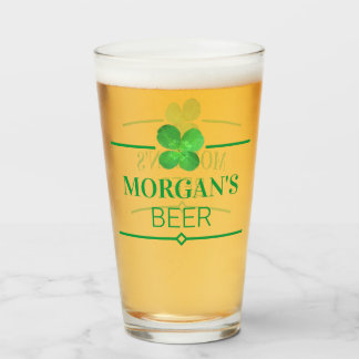 4 Leaf Clover Cool Personalized Irish Shamrock Glas