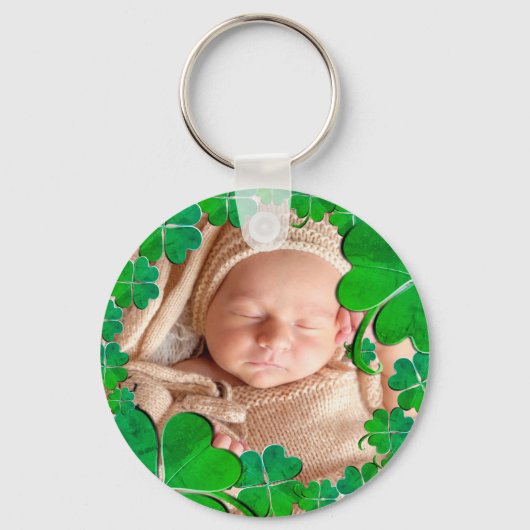 4 Leaf Clover-Lijst+Foto-Sleutelhanger Sleutelhanger (Voorkant)