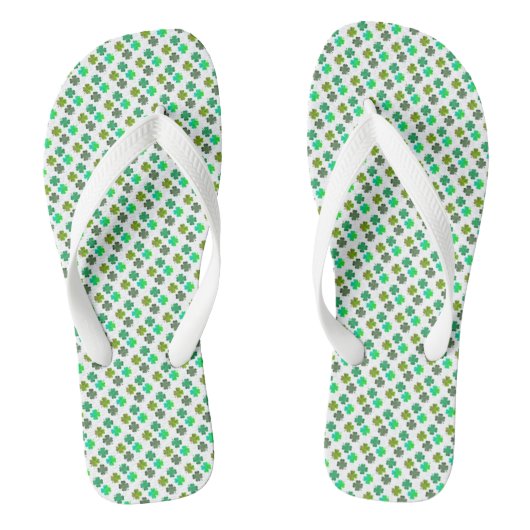 4 Leaf Clover Pattern op WHITE Teenslippers (Voetbed)