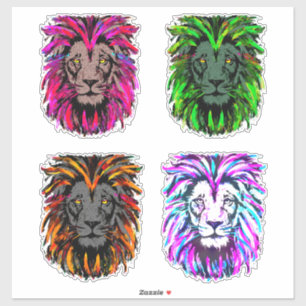 4 Leeuwenkop stickers - Leeuw stickers