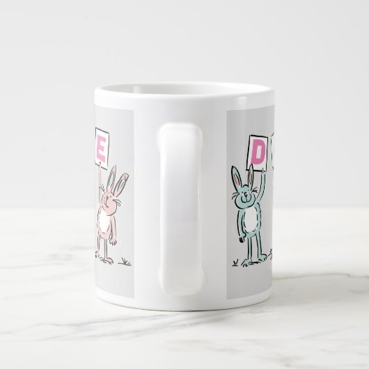 4 Letter-naam Fun Rabbit Design Extra Grote Beker (Achterkant)