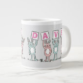 4 Letter-naam Fun Rabbit Design Extra Grote Beker (Voorkant rechts)