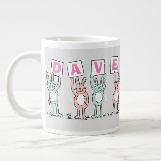 4 Letter-naam Fun Rabbit Design Extra Grote Beker (Links)