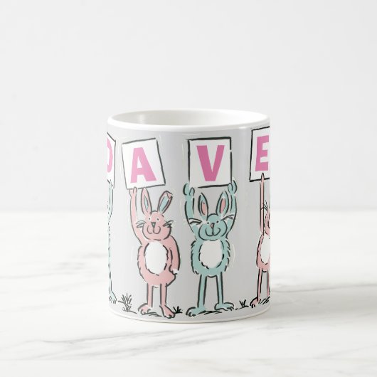 4 Letter-naam Fun Rabbit Design Koffiemok (Center)